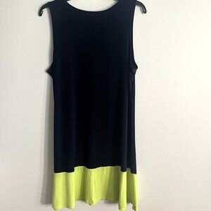 Navy & Neon Green Colorblock Sleeveless Dress - Size 16
